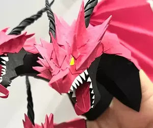 網友創作《手指火龍》可遊玩的紙藝術作品 三頭龍首的造型真的是相當霸氣