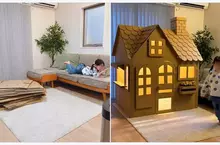 手工大神隨手搭起來的瓦楞紙小房屋 從左邊變成右邊讓網友完全傻眼了