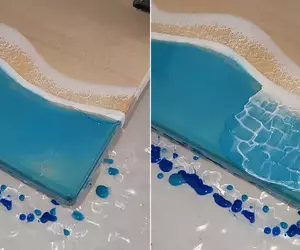 用手工樹脂做出海浪效果，土耳其工作室《MenecWood》精心打造的個性化訂製作品