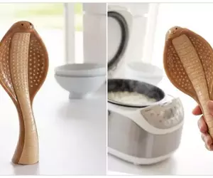 日本設計師「石川和也」最新發想！超療癒《眼鏡蛇飯勺》這我們來看不就是「飯匙倩」嗎？諧音梗大好❤