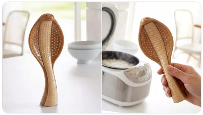 日本設計師「石川和也」最新發想！超療癒《眼鏡蛇飯勺》這我們來看不就是「飯匙倩」嗎？諧音梗大好❤