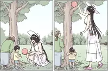 《話題兩格漫畫》日漫和美漫的讀者解釋大不同 這位大姊姊究竟是好人還是壞人？