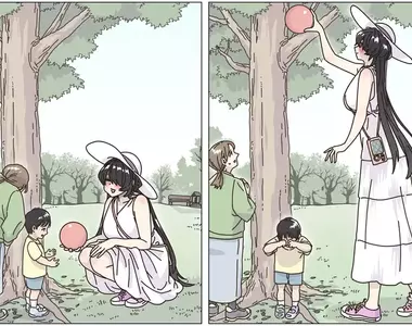 《話題兩格漫畫》日漫和美漫的讀者解釋大不同 這位大姊姊究竟是好人還是壞人？