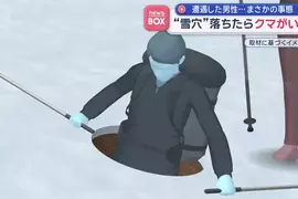 登山客爬山過程掉進了洞裡，像極了整人節目的落穴效果，但笑不出來的是裡頭有熊！？