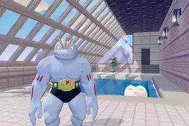 網友遊玩《Pokémon Pokopia》為了感受度假的氛圍，所以做了「那個泳池」讓寶可夢好蒿爽爽