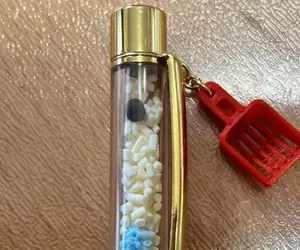 網友分享《貓砂原子筆》不但能寫還有個貓砂鏟吊飾，外加筆管裡面還有便便超還原XD