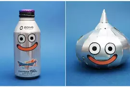 鋁罐藝術家使用《勇者鬥惡龍VII Reimagined》聯名能量飲料「ZONe」罐子做出金屬史萊姆