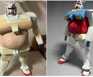 網友製作《機動不起來的大叔鋼彈》中年發福的模樣完全做出來超好笑XD