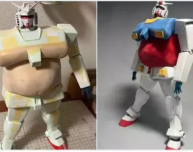 網友製作《機動不起來的大叔鋼彈》中年發福的模樣完全做出來超好笑XD