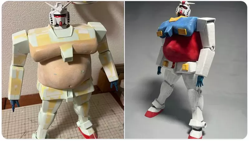 網友製作《機動不起來的大叔鋼彈》中年發福的模樣完全做出來超好笑XD