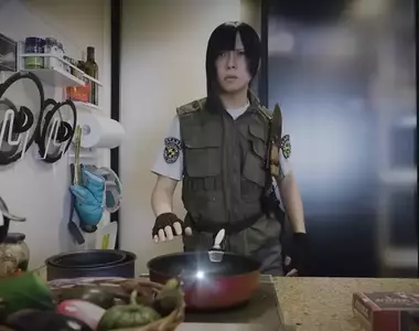 日本coser模仿《舊版惡靈古堡》回復藥草的正確食用方式，原來搭配燒肉會更加美味啊(口水)