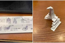 日料店免洗筷套上的《小鳥筷架》摺法說明 網友按照指示做出來結果出現了超乎預期的成品