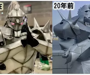 《鋼之鍊金術師》的角色扮演玩家 親手製作阿爾馮斯・愛力克的鎧甲，擺出照片回顧20年前的自己