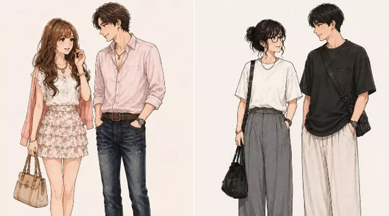 《平成情侶與令和情侶服裝上的差異》感覺以前年輕人比較趴，現在走的是寬鬆路線