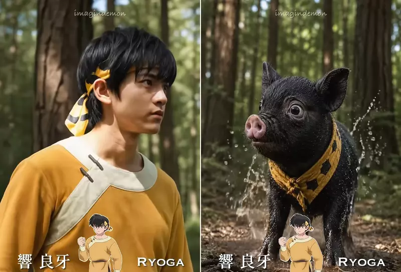 網友AI創作《亂馬1/2》若是將動畫中的人物真人化大概就長這個樣子