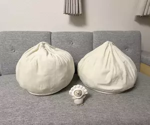 網友分享《宜得利肉包抱枕》持續使用三年之後的模樣，只能說過度使用肉包都憔悴了好多喔(笑)