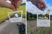 網友分享有趣宅小物《繪圖日記壓克力鑰匙圈》把所見景象通通變成小時候寫作業的那個樣子