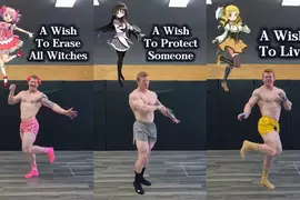 健身大佬還原《魔法少女小圓》人物站姿POSE，連對應顏色小褲褲都準備齊全這過份專業了XD