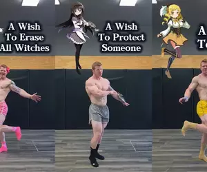 健身大佬還原《魔法少女小圓》人物站姿POSE，連對應顏色小褲褲都準備齊全這過份專業了XD