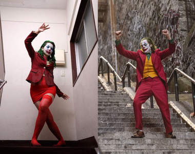 日本翻拍《AV版小丑》再現亞瑟在樓梯跳舞的經典畫面，連蝙蝠俠也不忘登場...ww