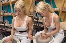 去陶藝工作室體驗的金髮美女《LeMoonie》人家有沒有onlyfans？當然有onlyfans啊❤