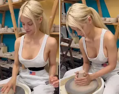 去陶藝工作室體驗的金髮美女《LeMoonie》人家有沒有onlyfans？當然有onlyfans啊❤